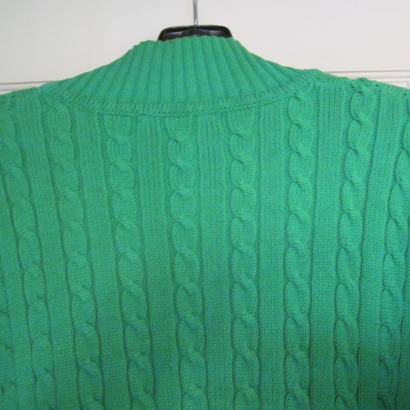 Polo Ralph Lauren Zip Up Sweater Cable Knit Green - Picture 4 of 8